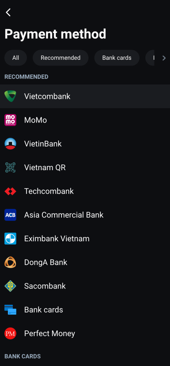 如何透過銀行轉帳在 Olymptrade 存錢