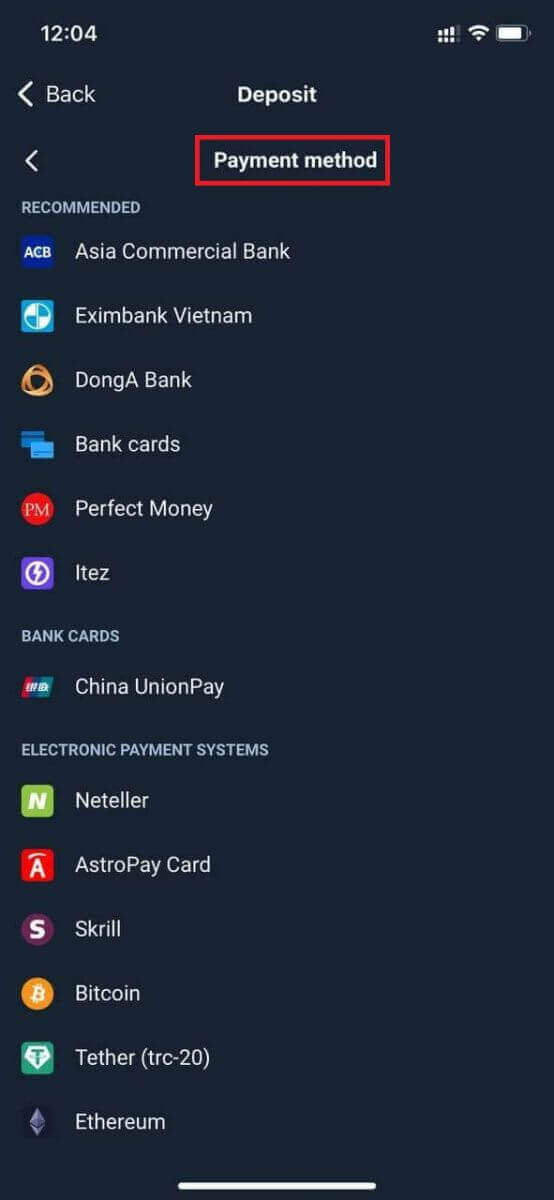 Olymptrade Deposit kuburikidza neBhangi Makadhi: Visa, Mastercard, JCB, Discover