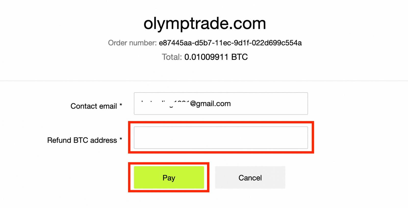 Депозит Olymptrade через Crypto: Bitcoin, ETH, USDT, Lunu